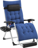Yaheetech Zero Gravity Chair, Folding Reclining Lounge Recliner with Removable Pad & Headrest & Side Cup Holder Tray - Photo 1