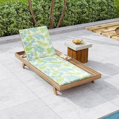 Lounge Chaise Set with Acacia Wood Frame and 2 Inch Water-Resistant Cushions for Outdoor Patio or Poolside Use