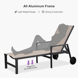 PURPLE LEAF Patio Chaise Lounge Set for 4 Outdoor Pool Lounge Chairs with Armrest and Adjustable Backrest Aluminum - Photo 4