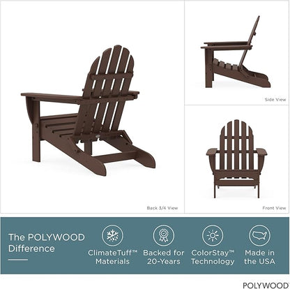 POLYWOOD AD5030MA Classic Folding Adirondack Chair, 35.00" x 29" x 35.00", Mahogany