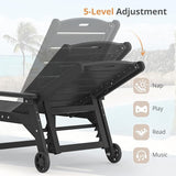 LUE BONA Outdoor Chaise Lounge, HDPS Chaise Lounger, 5 Positions Adjustable Lounge Chairs - Photo 7