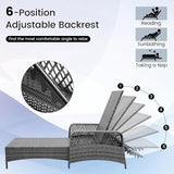 HAPPYGRILL Patio Rattan Chaise Lounge, Outdoor PE Wicker Sun Lounger with Adjustable Backrest - Photo 5