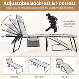 GYMAX Lounge Chairs for Outside, Extra High Folding Beach Tanning Lounger with Adjustable Backrest - Photo 4