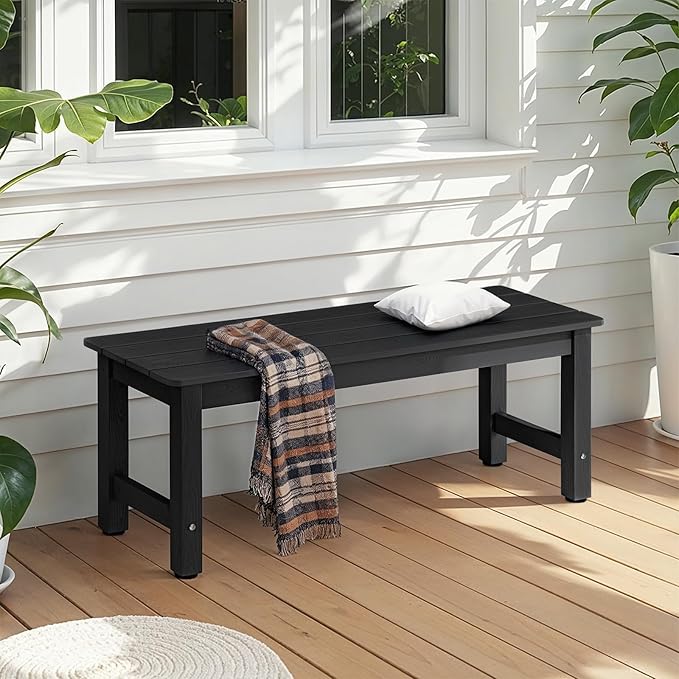 ONBRILL Outdoor Benches Weatherproof, 2-Person Poly Lumber Garden Bench - Photo 2