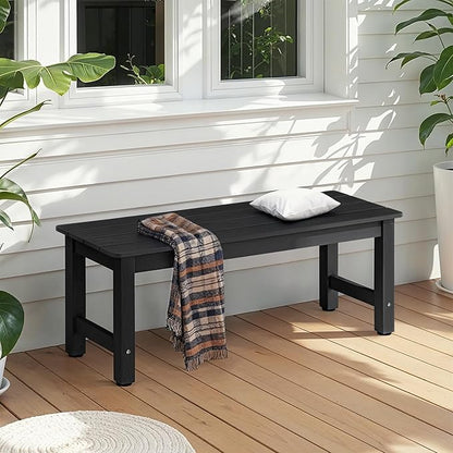 ONBRILL Outdoor Benches Weatherproof, 2-Person Poly Lumber Garden Bench, All-Weather Patio Bench Will not Rot and Fade for Garden, Porch, Backyard and Park, Easy Installation, Black