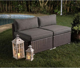 COSIEST 2-Piece Outdoor Furniture Add-on Armless Chairs for Expanding Chocolate Brown Wicker Sectional Sofa Set w Dark - Photo 4
