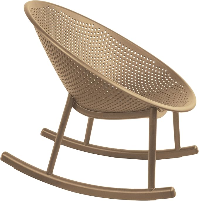 2xhome Patio Rocking Chair | Oval Egg Shaped Lounge Rocker | All Weather Plastic | Modern Accent Side Chair for Indoor or Outdoor Use, Beige, Single, Set of 1