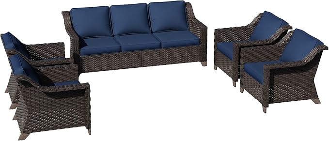 5 Pieces Patio Conversation Furniture Set - 1 Sofa, 4 Armchairs - Photo 6