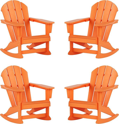 WestinTrends Malibu Outdoor Patio Porch Rocking Adirondack Chair (Set of 4), Orange