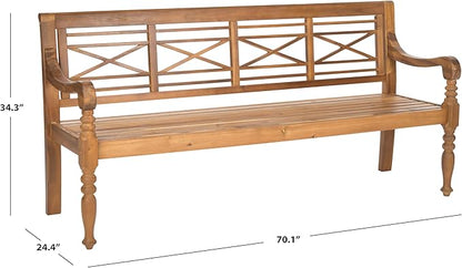 Safavieh Patio Collection Martin Adirondack Acacia Wood Bench, Natural