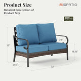 Patio Furniture Sofa, Love-Seat Patio Sofa, Steel Frame Outdoor Sectional Couch with Deep Seating and 5.75” Cushions - Photo 2