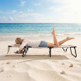 GYMAX Tanning Chair, Folding Lounge Chairs with Face Hole & Cover, Removable Pillow Carry Handle - Photo 2