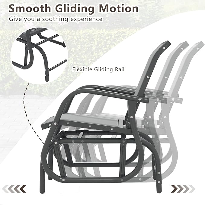 Tangkula Swing Glider Chair, Ergonomic Rocking Chair with Comfortable Fabric, Iron Frame, 4 Non-Slip Foot Pads - Photo 6