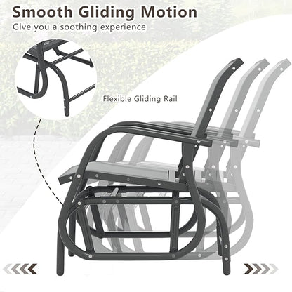 Tangkula Swing Glider Chair, Ergonomic Rocking Chair with Comfortable Fabric, Iron Frame, 4 Non-Slip Foot Pads, Outdoor Patio Glider Rocker Chair for Living Room, Garden, Backyard (1, Grey)
