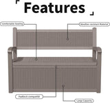 Vixzen 80 Gallon Outdoor Storage Bench Deck Box, Lockable All-Weather Resin Seating with Hidden Storage - Photo 7