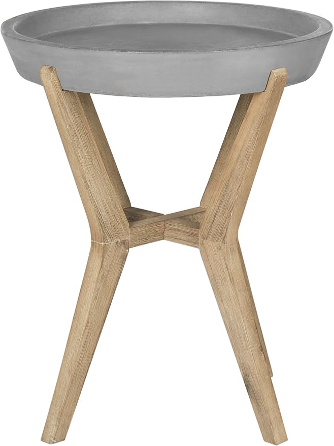 Safavieh Outdoor Collection Celeste Modern Concrete Round 21.2-inch End Table - Photo 6