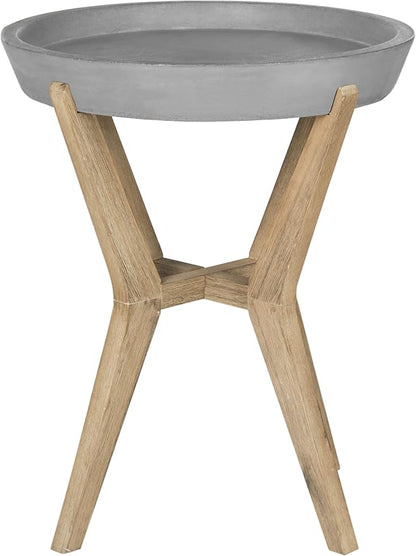 Safavieh Outdoor Collection Celeste Modern Concrete Round 21.2-inch End Table
