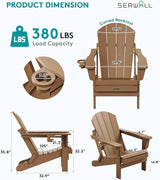 SERWALL Folding Adirondack Chair Set of 2 Outdoor Chairs Painted Adirondack Chair with Cup Holder Weather Resistant for - Photo 3