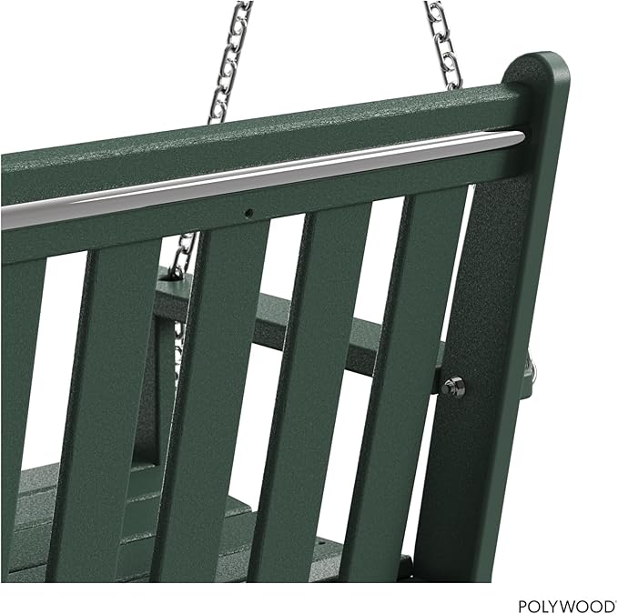 POLYWOOD Vineyard 5-Foot Porch Swing, Heavy Duty HDPE Outdoor Hanging Bench, Patio Swing for Adults Kids - Photo 6