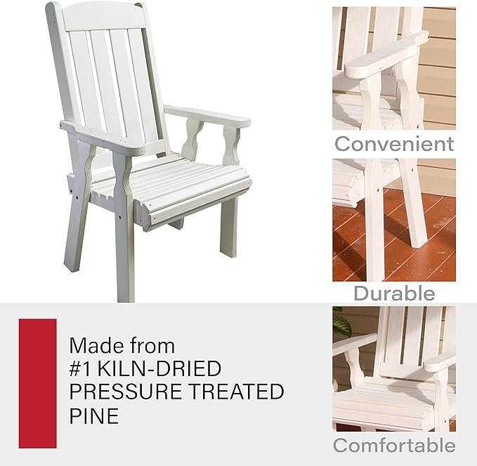 Amish Casual Heavy Duty 600 Lb High Back Mission Treated Patio Chair (Semi-Solid White Stain)