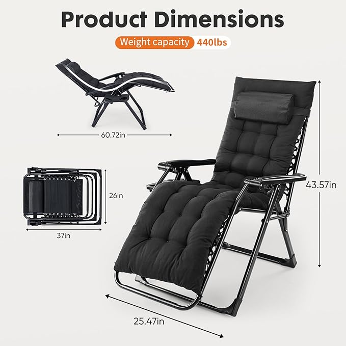 DUMOS Set of 4 Zero Gravity Chair, Reclining Camping Lounge Chair for Outdoor - Photo 3