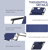 Outsunny Folding Chaise Lounge Chair for Outside, 2-in-1 Tanning Chair with Pillow & Pocket - Photo 4