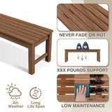 Psilvam 2-Person Outdoor Poly Lumber Patio Backless Bench, Fade-Resistant & Odor-Free Poly Lumber Patio Furniture - Photo 4