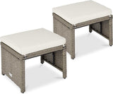 Best Choice Products Set of 2 Wicker Ottomans, Multipurpose Outdoor Furniture for Patio, Backyard, Additional Seating - Photo 1