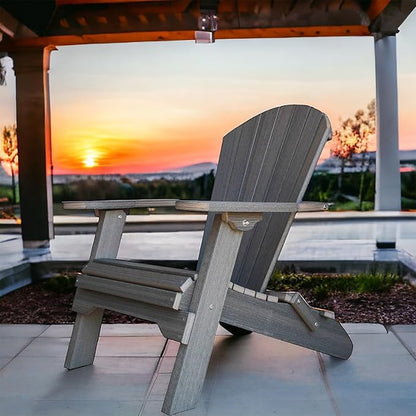 Deluxe Folding Poly Adirondack Folding Chair (Coastal Gray)