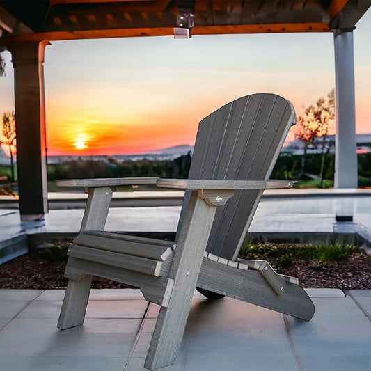 Deluxe Folding Poly Adirondack Folding Chair (Coastal Gray)