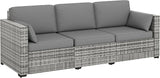 Outsunny Patio Couch PE Wicker Deep Seating Outdoor Sofa with Removable Cushions, 3 Seater Rattan Sofa - Photo 1
