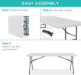 Best Choice Products 6ft Plastic Folding Table, Indoor Outdoor Heavy Duty Portable w/Handle, Lock for Picnic, Party - Photo 7