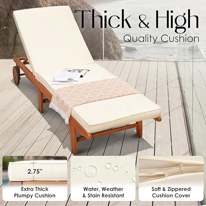 IDZO Upgraded Cushion Outdoor, 500lbs Capacity Patio Pool Loungers, Stackable and Foldable Design, Reclining Backrest - Photo 4
