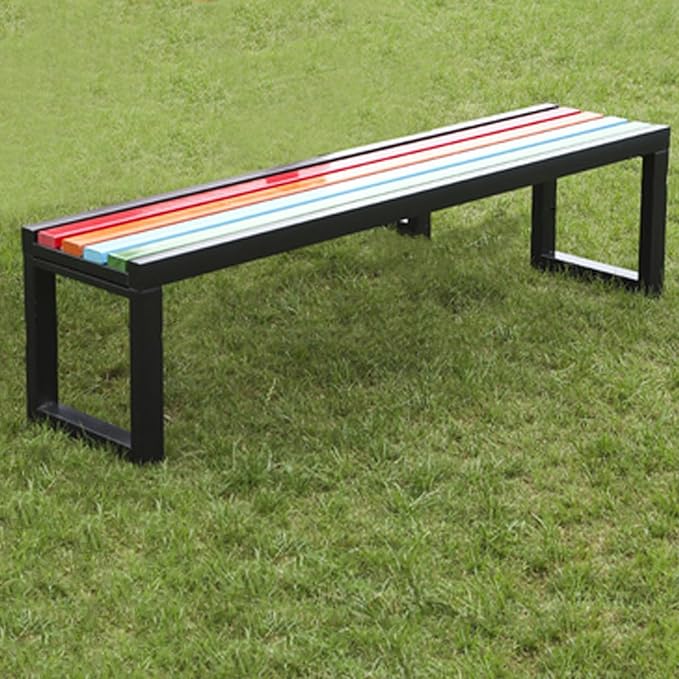 Black Metal Outdoor Garden Bench, 59.1in Loveseat Chair with Backrest, Durable Patio Furniture for Indoors & Outdoors, Stylish Park Seating for Home & Garden
