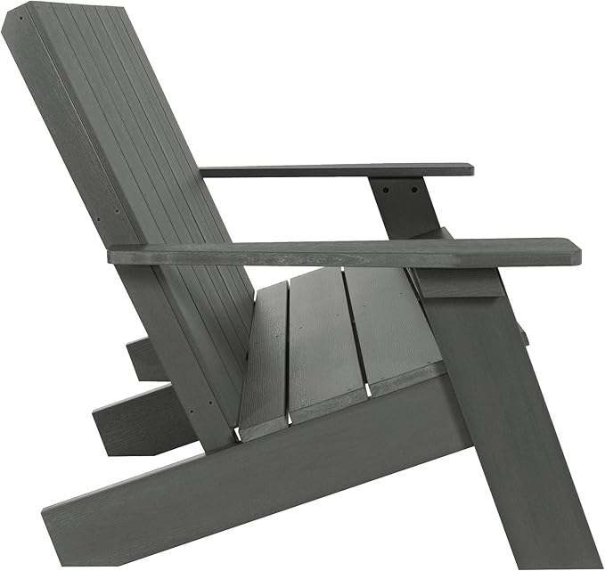 highwood Italica Modern Outdoor Adirondack Loveseat, Coastal Teak