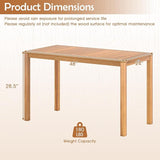 Tangkula Outdoor Acacia Wood Dining Table for 4-6, Rectangular Patio Table with Slatted Tabletop - Photo 3