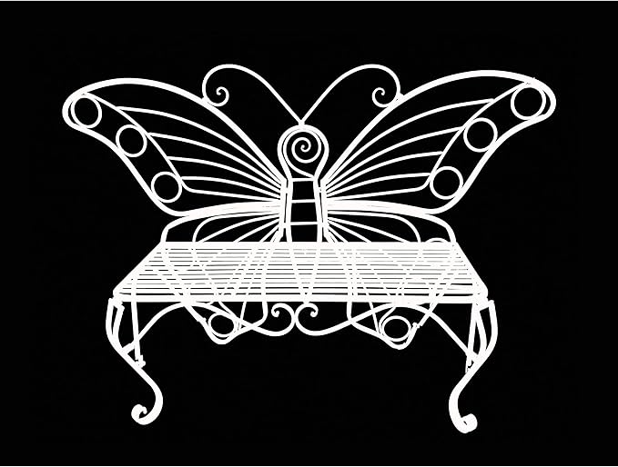Unknown1 White Metal Butterfly Bench