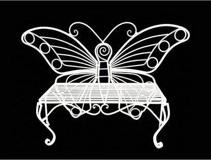 Unknown1 White Metal Butterfly Bench