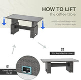 SUNSITT Outdoor Patio Lift Dining Table, Rectangle Patio Coffee Table with Glass Tabletop - Photo 8