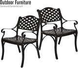 YUSING Outdoor Dining Chairs Set of 2, Cast Aluminum Metal Arm Chairs for Kitchen, Garden, Backyard - Photo 6