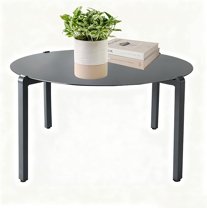 All-Weather Aluminum Outdoor Coffee Table | Modern & Durable Patio Furniture | Perfect for Balcony, Garden, and Poolside | Black (29.5 x 15 in)