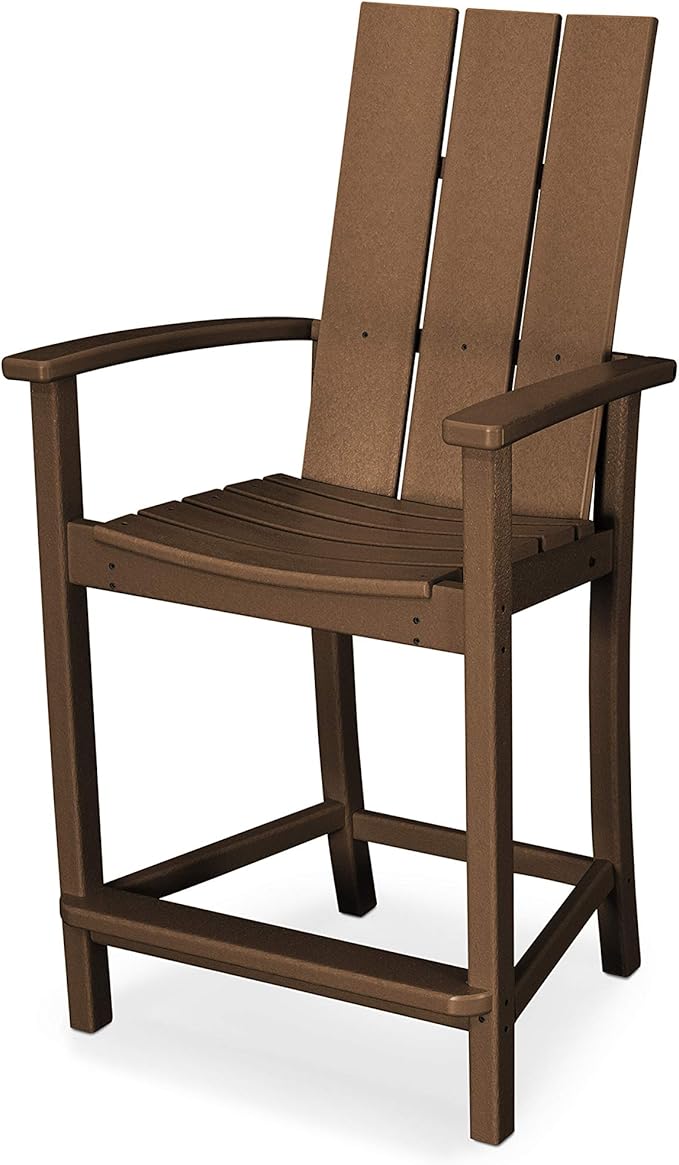 POLYWOOD® Modern Adirondack Counter Chair in Teak