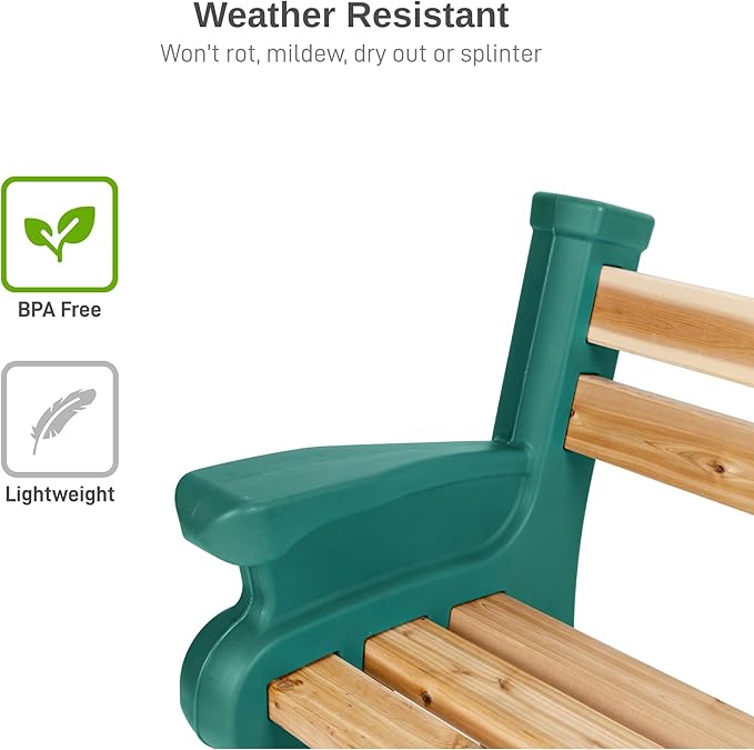 RTS Home Accents Custom Length Lightweight Indoor or Outdoor Bench Ends with Backrest and Armrest (Wood & Screws Sold Separately), Kentucky Green