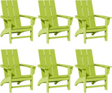 Poly Lumber Adirondack Chairs Set of 6, All-Weather Resistant Outdoor Patio Chairs, Look Like Wood
