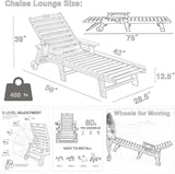 Lounge Chair Outdoor with Wood Texture, Oversized Chaise Lounge Chairs Outside with 5-Position Adjustable Backrest - Photo 2