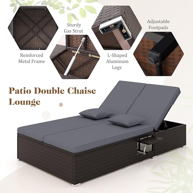 Tangkula Outdoor Rattan Daybed with 6-Level Adjustable Backrests - Photo 8