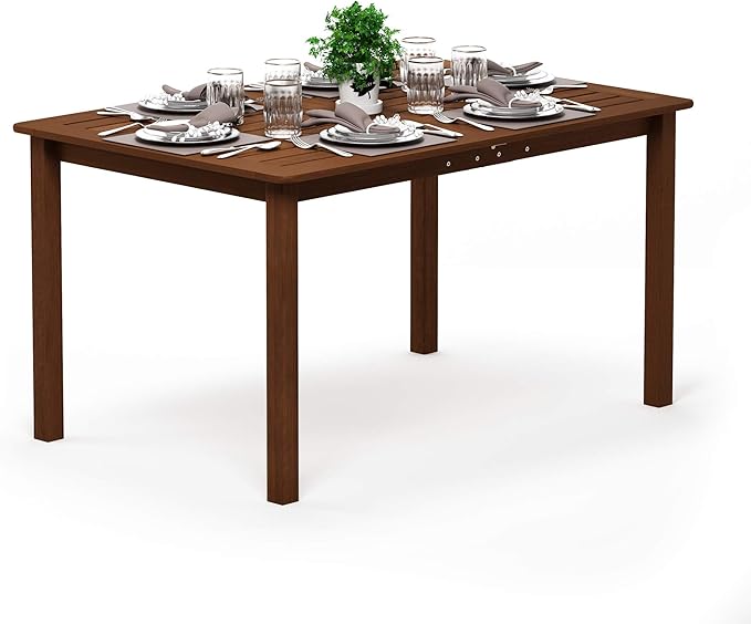 Furinno Tioman Outdoor Dining Table, Natural 35.5"D x 59.0"W x 29.0"H - Photo 6