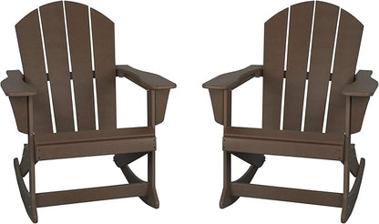 WestinTrends Malibu 2 Piece Set Outdoor/Patio Poly Adirondack Rocking Chairs (2 Seater), Dark Brown