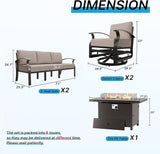 Gotland Aluminum Patio Furniture Set with Fire Pit Table - Photo 2