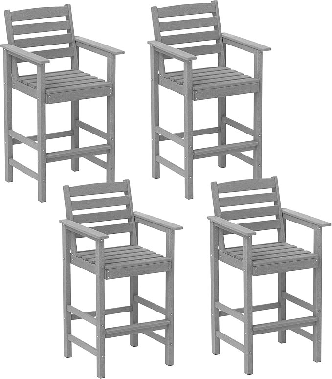Tangkula Patio Adirondack Chairs Set of 4, HDPE Bar Height Chair with Wide Armrests & Footrest - Photo 1